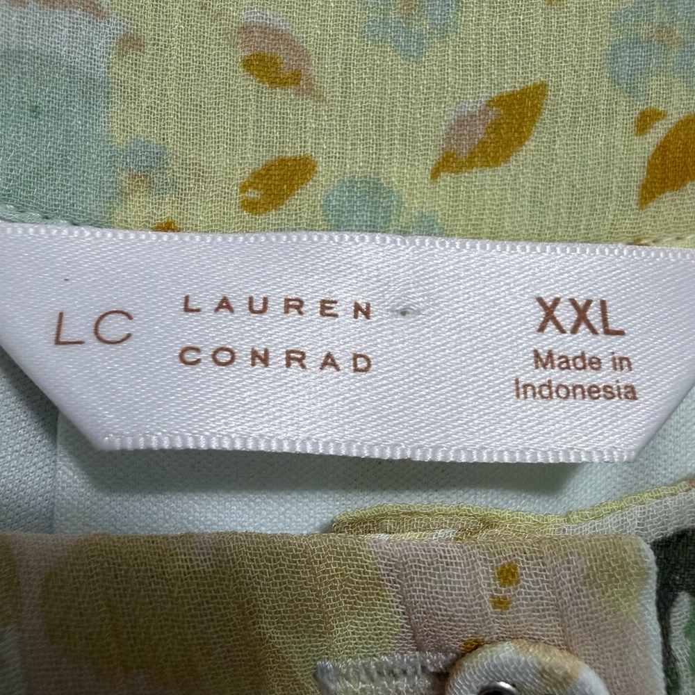 LC Lauren Conrad Floral Boho Blouse size XXL Sheer Long Sleeve Peasant Top(A465) - Picture 11 of 16